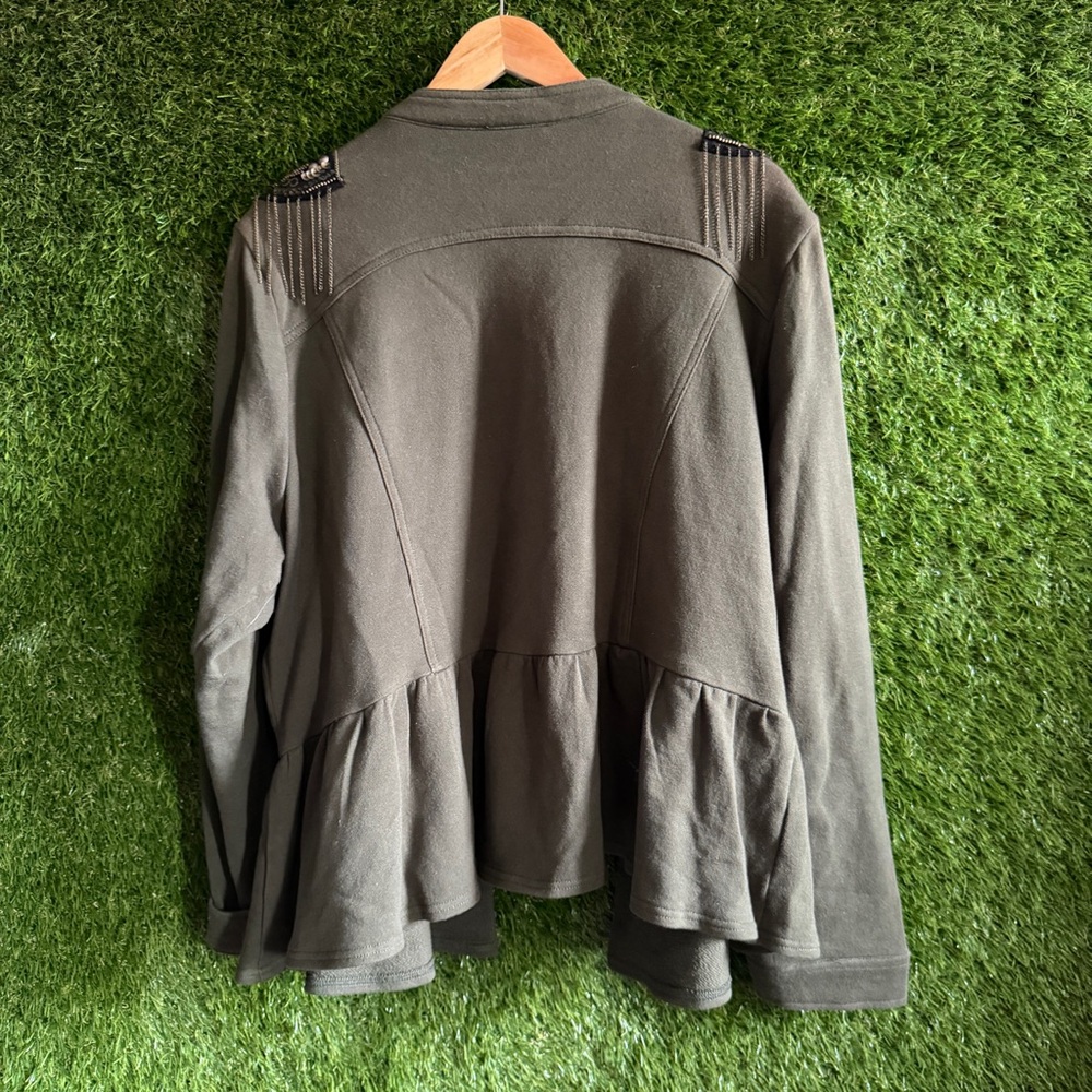 Torrid 3 Embellished Shoulder Knit Peplum Military Style Jacket Plus Curvy 3X - Picture 2 of 9